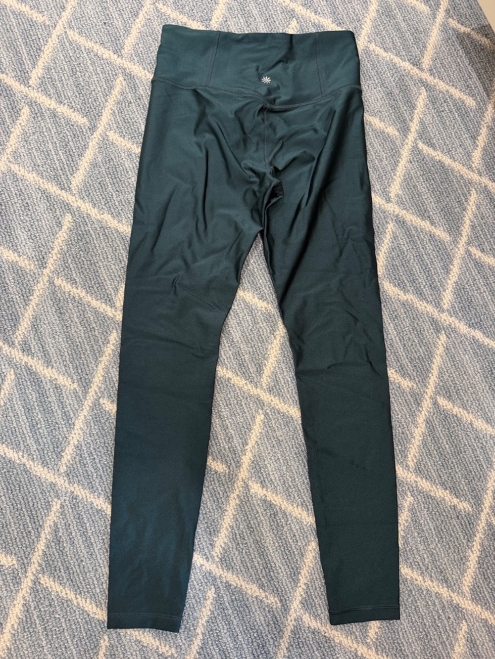 Athleta High-Waist Leggings in Shiny Deep Teal-Green